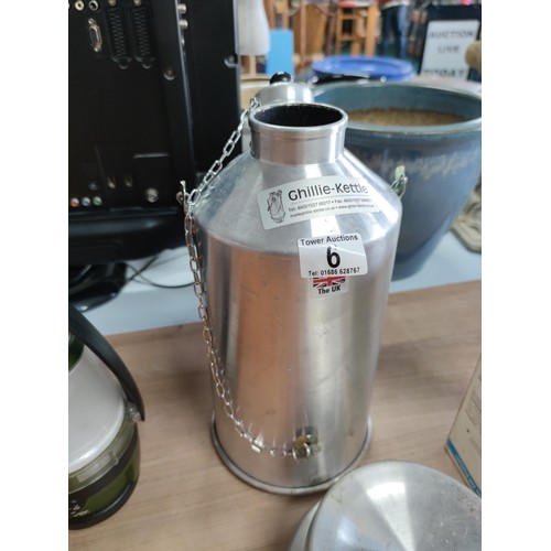 6 - A small quantity of camping equipment including a Ghillie kettle complete with stand, a lumogaz port... 