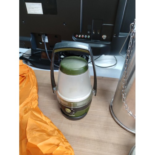 6 - A small quantity of camping equipment including a Ghillie kettle complete with stand, a lumogaz port... 