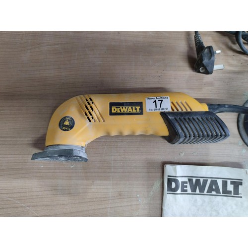 17 - A DeWalt electric sander along with a draper expert electric sander, in full working order.
Model nu... 