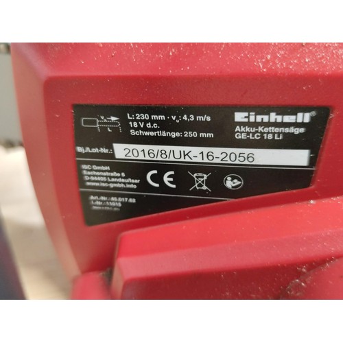 39 - An Einhell cordless chainsaw model GE-LC18LI complete with spare chain and charger in full working o... 