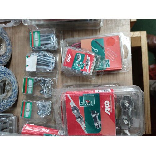 47 - A large quantity of electric fence equipment including 10 plastic poles, two 6m new and sealed roles... 