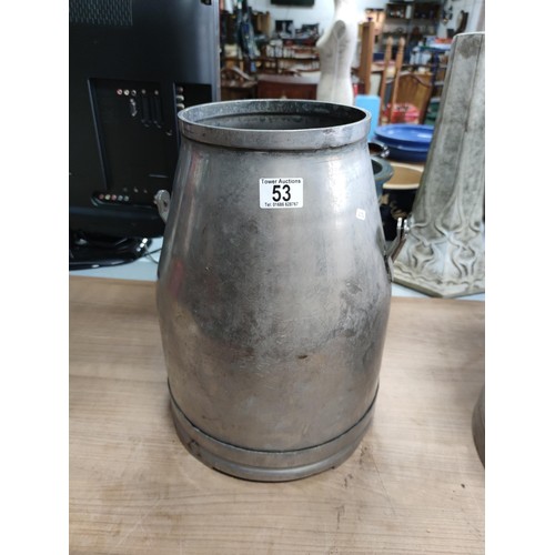 53 - A Rostfritt Stal Swedish milk churn, plus one other unbranded. Both stainless steel. Swedish churn h... 