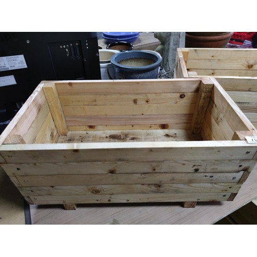 70 - A pair of locally made recycled timber heavy duty planters treated with linseed oil, in very good co... 