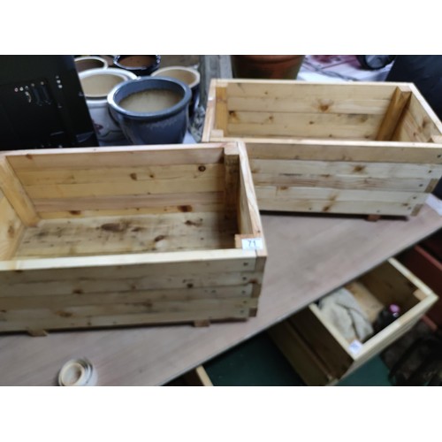 70 - A pair of locally made recycled timber heavy duty planters treated with linseed oil, in very good co... 