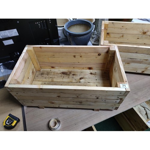 71 - A pair of locally made recycled timber heavy duty planters treated with linseed oil, in very good co... 