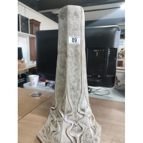 89 - A tall stoneware birdbath plinth (no bowl included). Decorated with a art nouveau design.
Height 50c... 