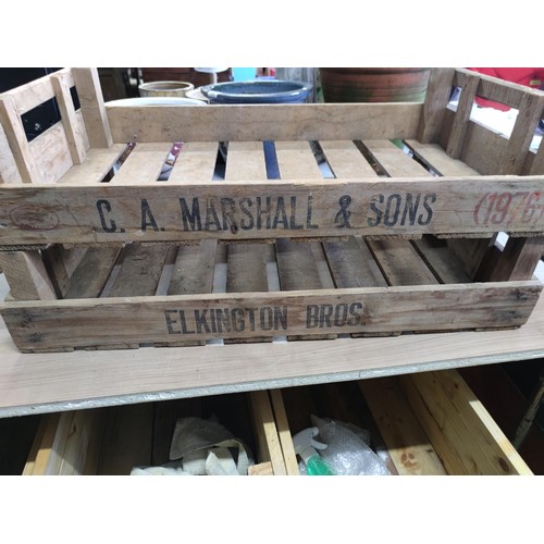 124 - 2 potato trays one marked C.A. Marshall&sons 1976 the other marked Elkington bros. Length 76cm, dept... 