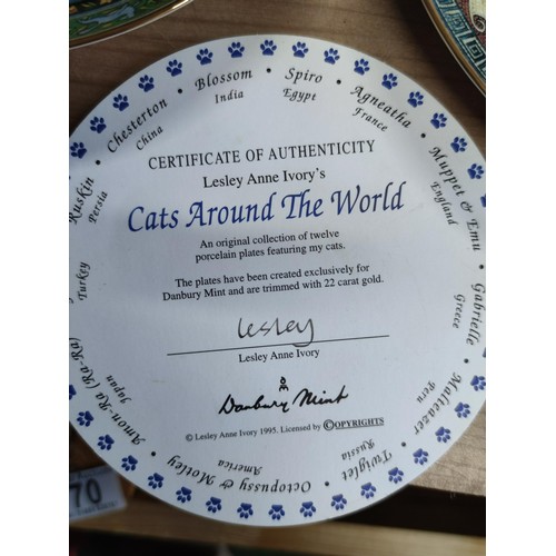 136 - A collection of 12 limited edition lesley Anne ivory's cats around the world danbury mint, including... 