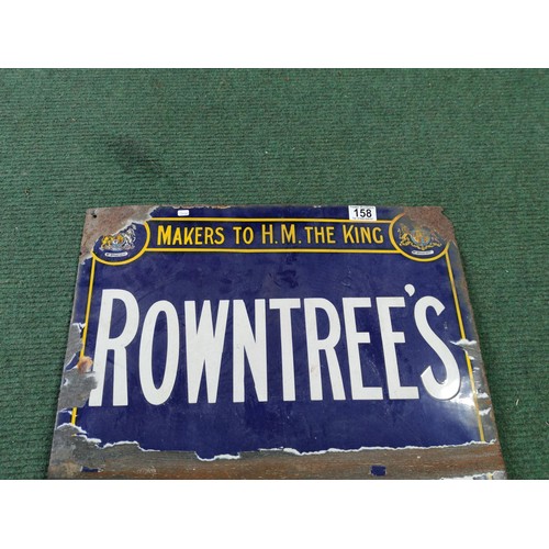 158 - A vintage enamel Rowntree's Chocolates and Pastilles maker to H.M the king and maker to H.M the quee... 