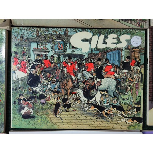 162 - A collection of 25 Giles annuals form the 1950's through to the 80's, along with 10 books relating t... 