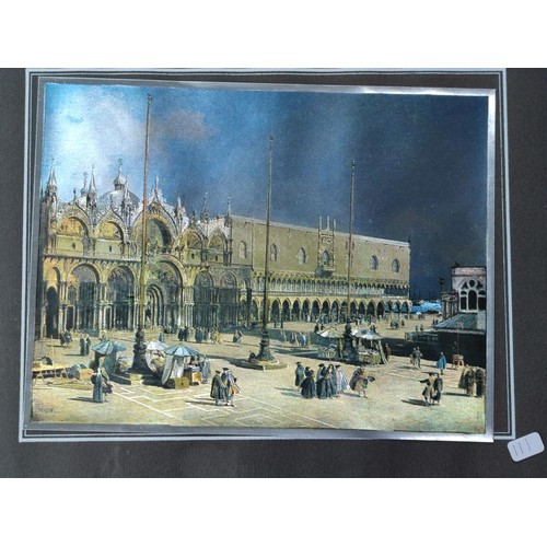 179 - A collection of 3 framed and glazed prints including a cubism style ship picture, The Piazza St Marc... 