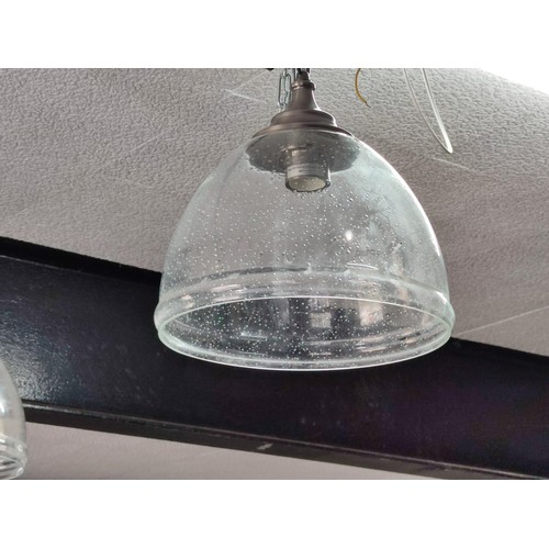 181 - A pair of matching bubble glass ceiling lights, both in good order. Height of shade 21cm, diameter 3... 