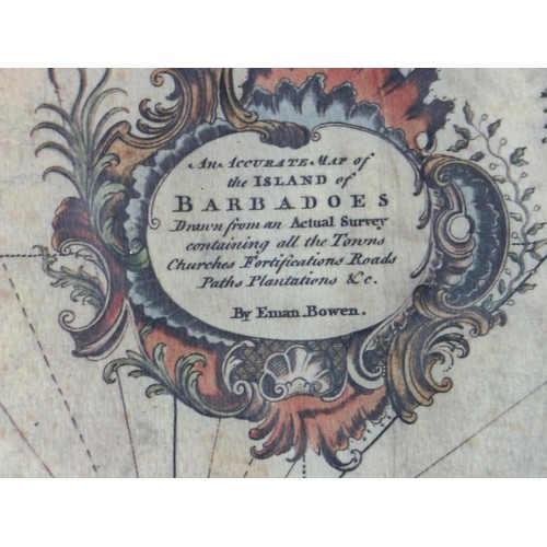 176 - 2 framed and glazed reproduction maps, one depicting Barbados (spelt Barbadoes) and the other one de... 