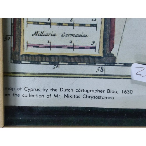 176 - 2 framed and glazed reproduction maps, one depicting Barbados (spelt Barbadoes) and the other one de... 