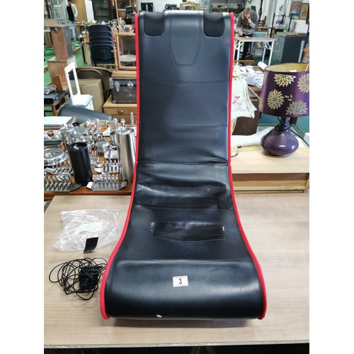 3 - Floor gaming chair working, seat pad material needs attention, complete with power cables