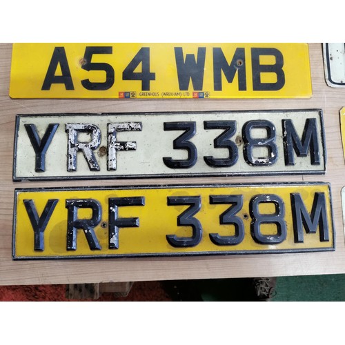 8 - Collection of 8 vintage number plates inc metal and plastic ones in good overall condition