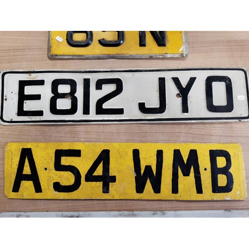 8 - Collection of 8 vintage number plates inc metal and plastic ones in good overall condition