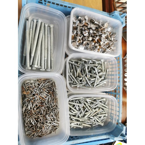 20 - Large quantity of 7x crates, inc key racks, phillips and flat head screws, bolt taps, washers, decor... 