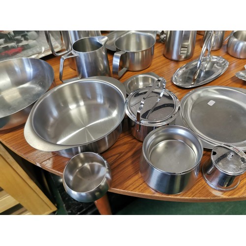 177 - Comprehensive Old Hall stainless steel catering colletion inc coffee and teapot, jugs, cruet sets bo... 