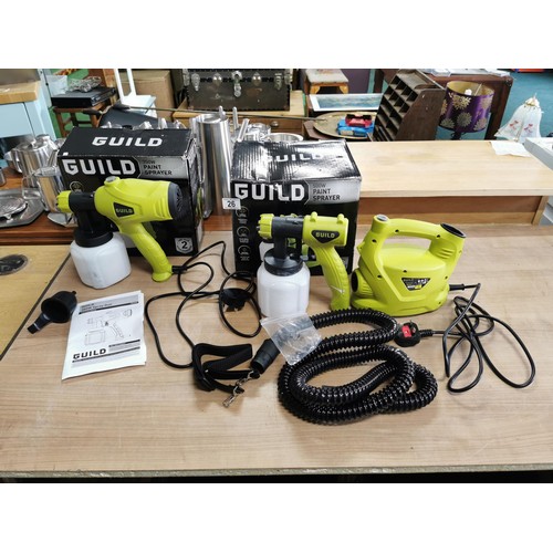 26 - 2x boxed Guild paint sprays with attachments and instructions,  350w and 500w.