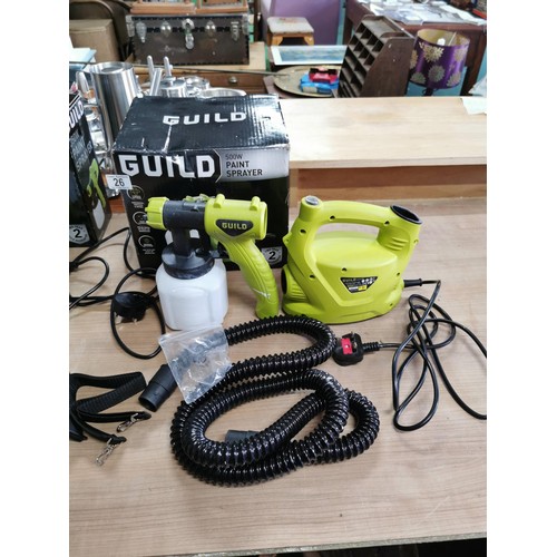 26 - 2x boxed Guild paint sprays with attachments and instructions,  350w and 500w.