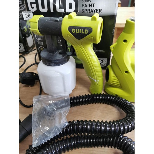 26 - 2x boxed Guild paint sprays with attachments and instructions,  350w and 500w.