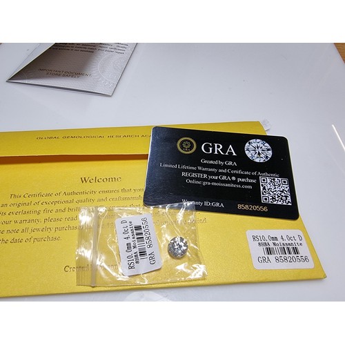 363 - A stunning 4ct moissanite diamond by GRA complete with its full paperwork and grading report. The st... 