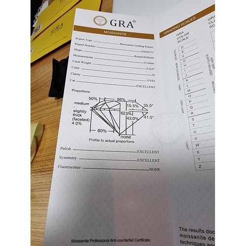 364 - A stunning 6ct moissanite diamond by GRA complete with its full paperwork and grading report. The st... 