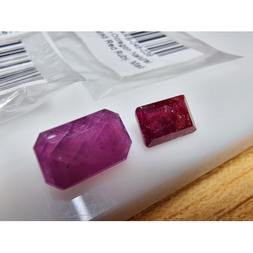 366 - 2x natural unheated and untreated red ruby gemstones facetted. 1 stone is 6.99ct the other is 3.56ct... 