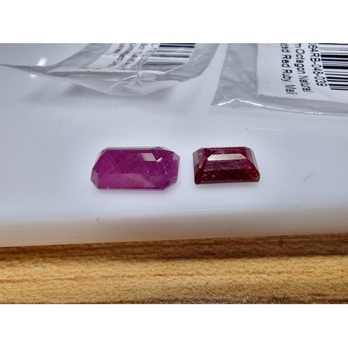 366 - 2x natural unheated and untreated red ruby gemstones facetted. 1 stone is 6.99ct the other is 3.56ct... 