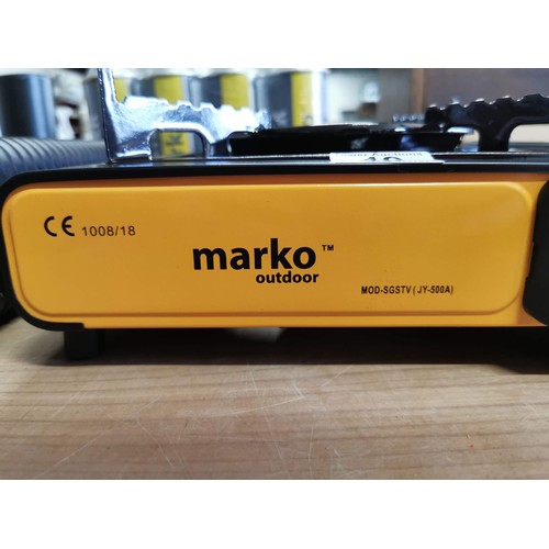 40 - Marko outdoor portable gas stove mod-sgstv (JY-500a) complete with 4 new and sealed marko butane gas... 