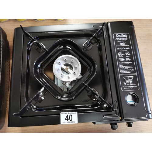 40 - Marko outdoor portable gas stove mod-sgstv (JY-500a) complete with 4 new and sealed marko butane gas... 