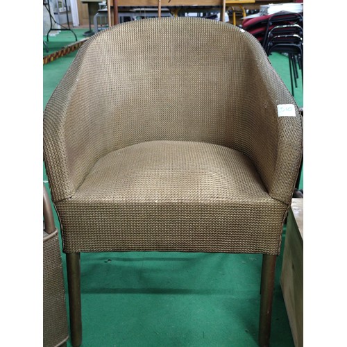 510 - Lloyd loom style chair and linen box in gold finish