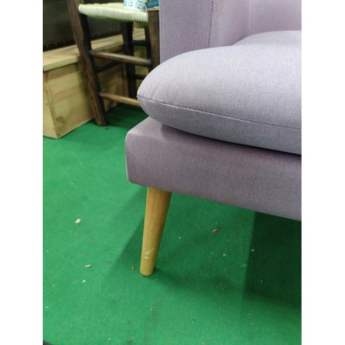 513 - Purple buttoned back boudoir chair with fire safety label and in fine clean condition