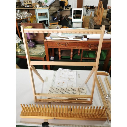 114 - Rug making peg loom 640mm along with table top weaving loom, by Rocky & Chao in good order