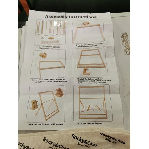 114 - Rug making peg loom 640mm along with table top weaving loom, by Rocky & Chao in good order