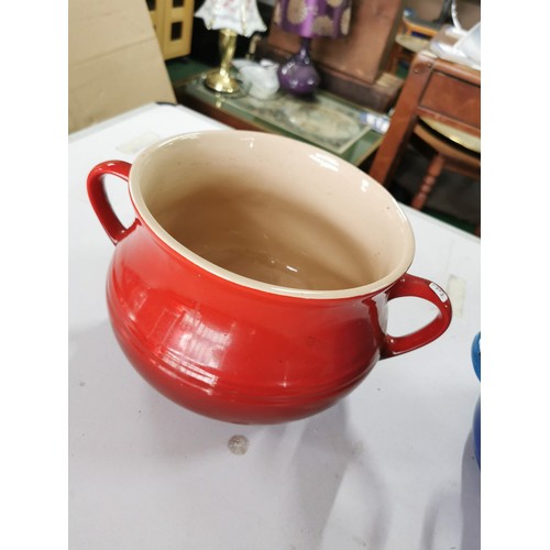 122 - 3x cast iron Le Creuset set inc stew pot, salt pot and large hot pot pot, all in excellent condition... 