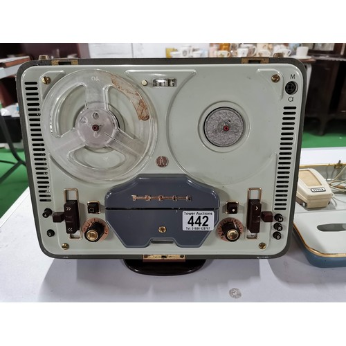 442 - Vintage reel to reel Sonet Duo by Tesla model 1259305 , complete with power cable and microphone