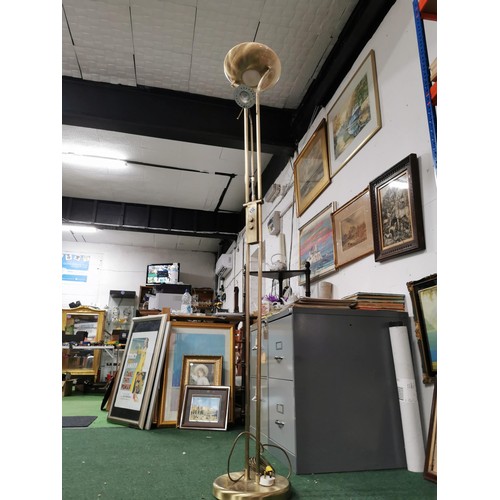 132 - Tall bronze coloured floor standing uplight lamp with flexible reading light included stands at 186c... 