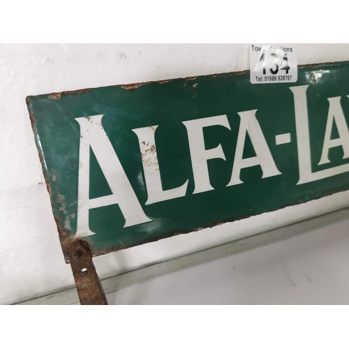 134 - Vintage green and white Alfa-Laval sign in good vintage condition with minimal ware, has fastening b... 