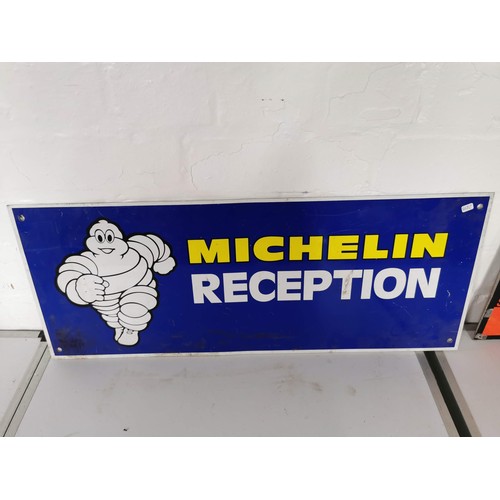 137 - Collection of 2x metal signs inc Michelin Reception sign with the Michelin logo along with a metal c... 