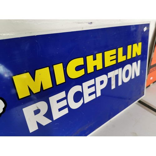 137 - Collection of 2x metal signs inc Michelin Reception sign with the Michelin logo along with a metal c... 