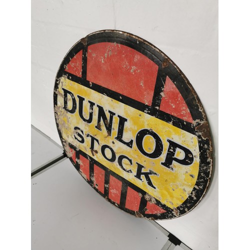 138 - Vintage double sided enamel sign Dunlop Stock reverse side has concrete stuck to the back in need of... 