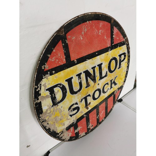 138 - Vintage double sided enamel sign Dunlop Stock reverse side has concrete stuck to the back in need of... 