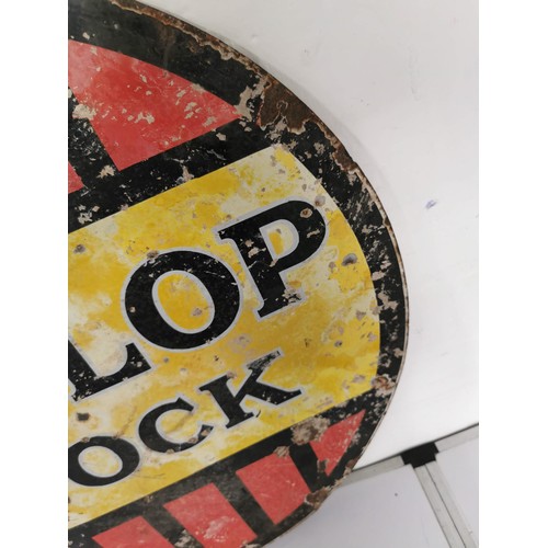 138 - Vintage double sided enamel sign Dunlop Stock reverse side has concrete stuck to the back in need of... 