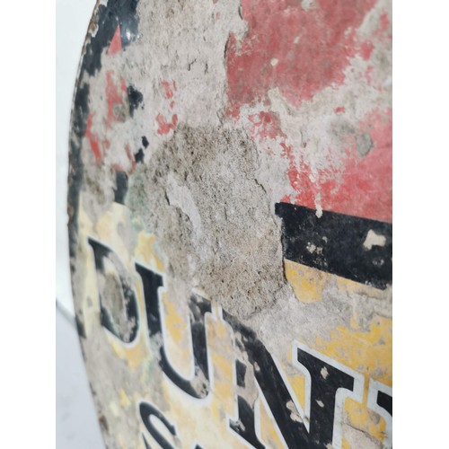 138 - Vintage double sided enamel sign Dunlop Stock reverse side has concrete stuck to the back in need of... 