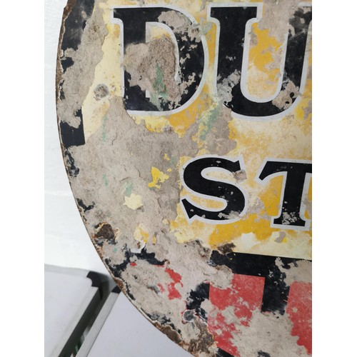 138 - Vintage double sided enamel sign Dunlop Stock reverse side has concrete stuck to the back in need of... 