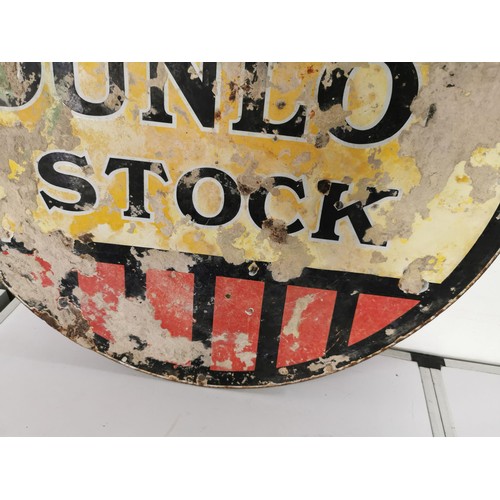 138 - Vintage double sided enamel sign Dunlop Stock reverse side has concrete stuck to the back in need of... 