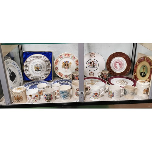 446 - Large quantity of royal memorabilia inc commemorative plates, beakers,  peace mugs from the end of W... 