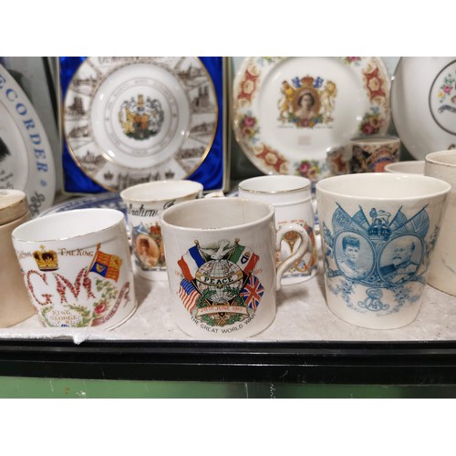 446 - Large quantity of royal memorabilia inc commemorative plates, beakers,  peace mugs from the end of W... 